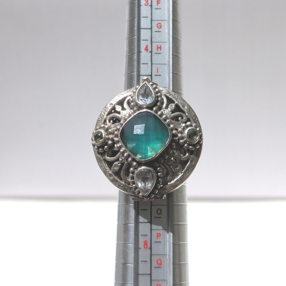Sarda Sterling Silver 925 Green Chalcedony Poison Locket Ring Size 6 Balinese - Picture 8 of 10